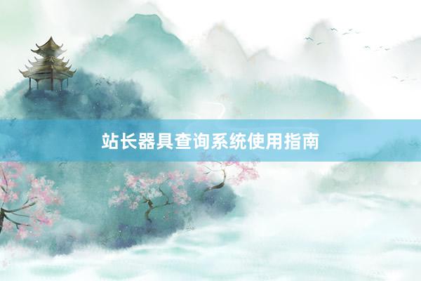 站长器具查询系统使用指南