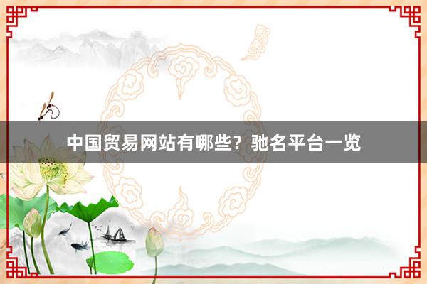中国贸易网站有哪些？驰名平台一览
